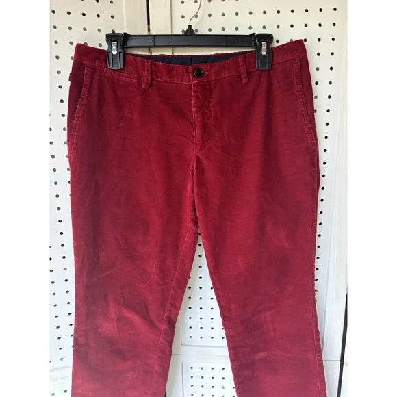 Hugo Boss Women's 30R Red Corduroy Pants Straight Leg Cotton Stretch - Picture 2 of 6